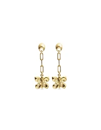Drop earrings with a butterfly-shaped ornament