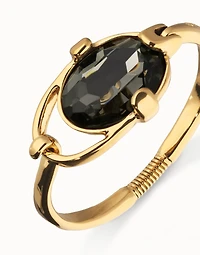 Bangle bracelet with gray oval crystal