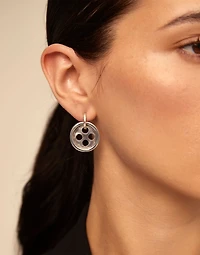 Needle and button earrings