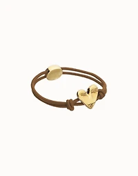 Brown elastic thread bracelet with heart