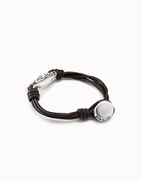 Leather bracelet with links and a pearl
