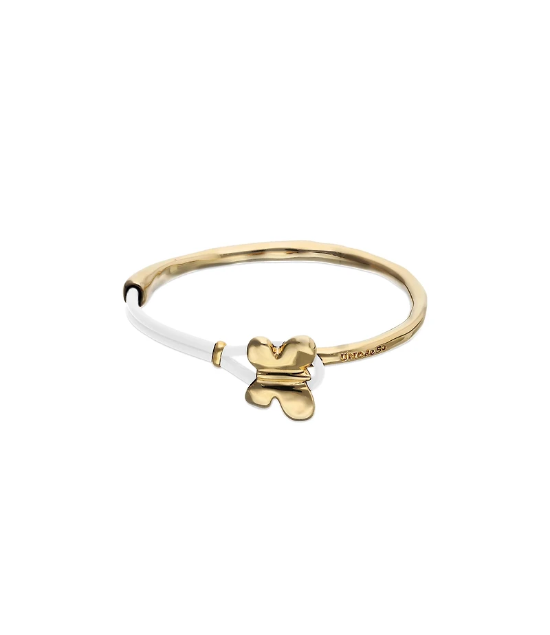 Cream leather bracelet with butterfly ornament