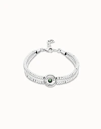 Two-strand beaded bracelet with an eye-shaped charm