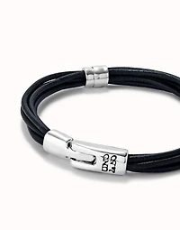 Leather bracelet with 2 circles