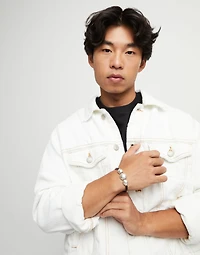 Leather bracelet with three large beads