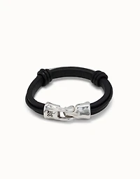 Leather bracelet with a tube in the center