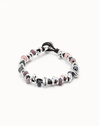 Beaded bracelet with leather