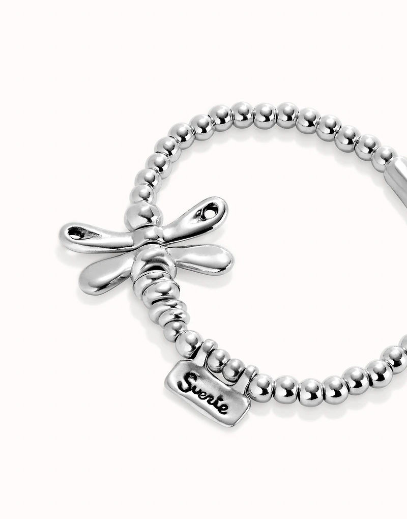 Beaded stretch bracelet with a dragonfly