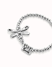 Beaded stretch bracelet with a dragonfly