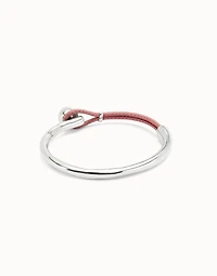 Bangle bracelet with pink leather