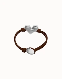 Brown leather bracelet with heart detail