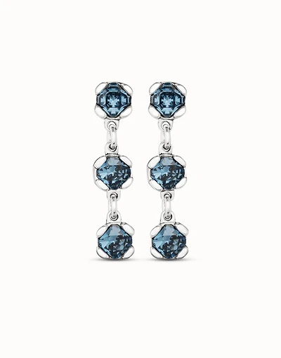 Drop earrings with blue crystals