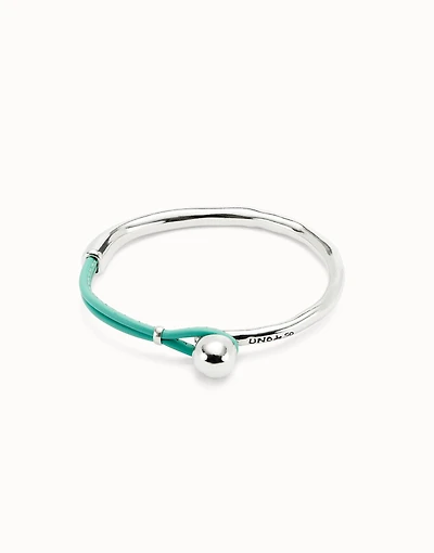 Bangle bracelet with turquoise leather