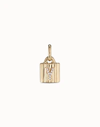 18K gold-plated padlock charm with topaz letter Y