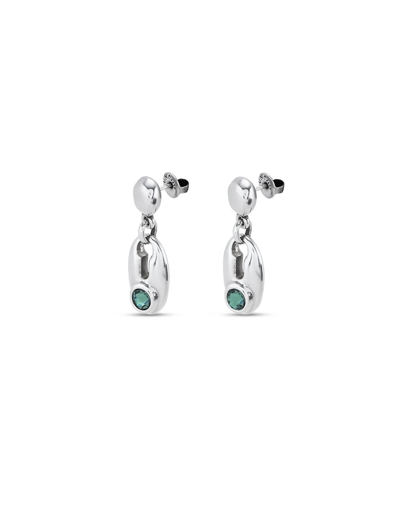 Drop earrings with green crystal