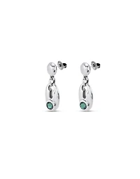 Drop earrings with green crystal