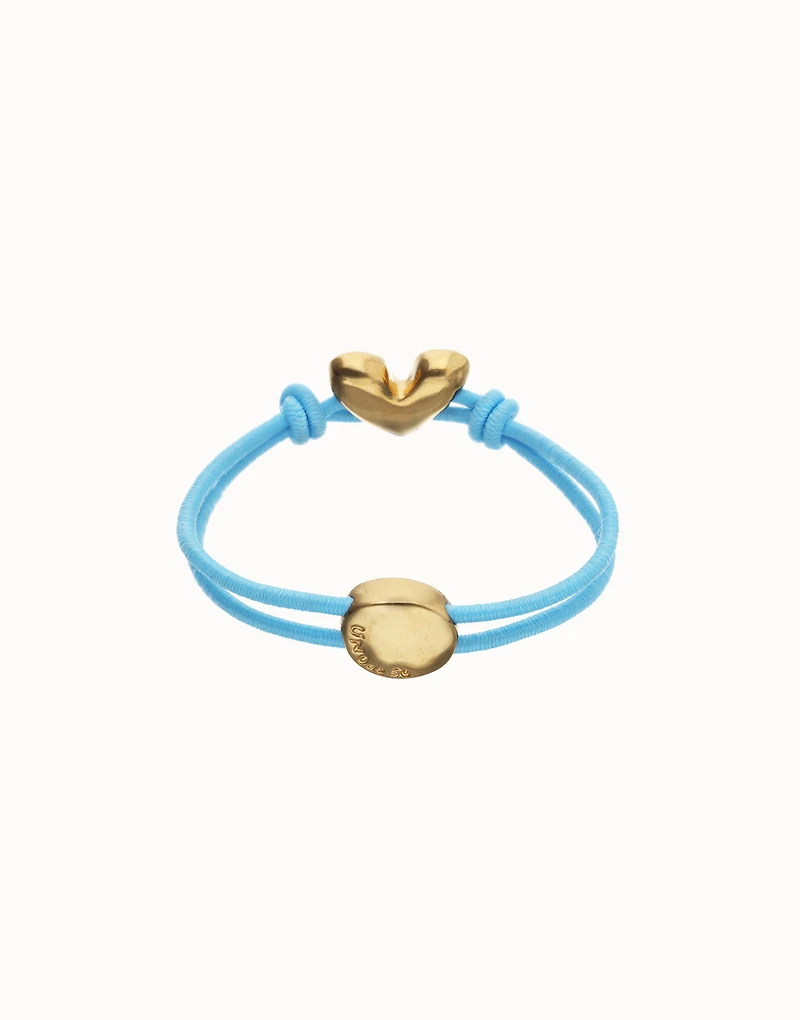 Blue elastic thread bracelet with heart