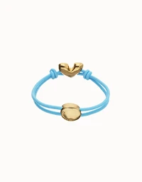 Blue elastic thread bracelet with heart