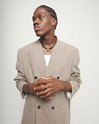 Multistrand short leather necklace with large sphere