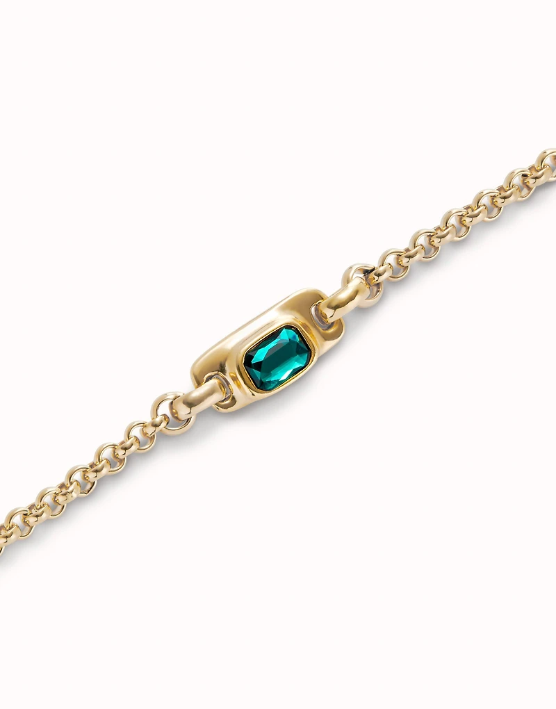 Chain bracelet with green crystal