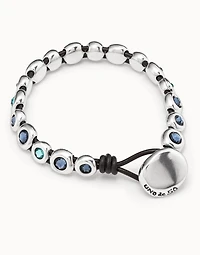 Leather bracelet with blue crystals