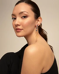 Drop earrings with blue crystals