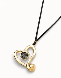 Long pendant and central heart with black crystal