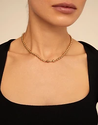 Short beaded chain charm necklace