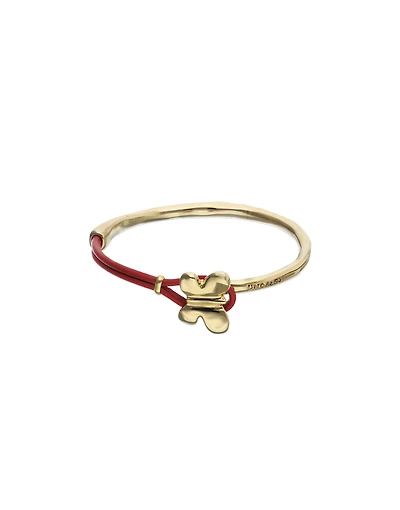 Red leather bracelet with butterfly ornament