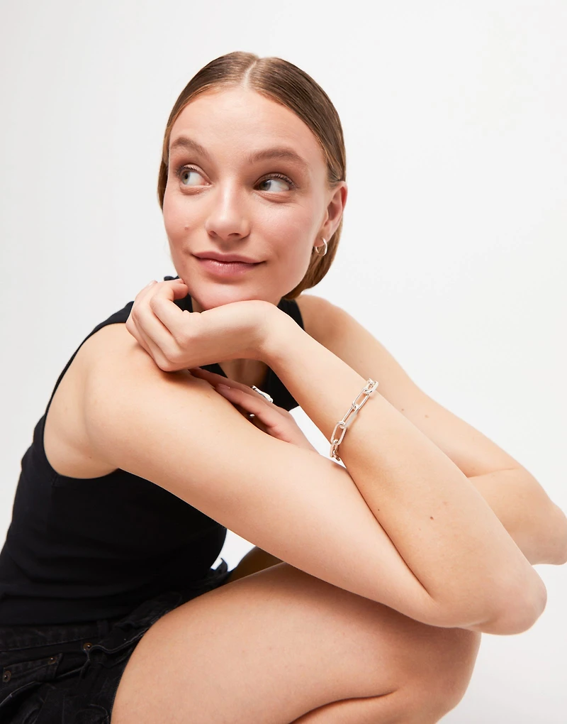 Pulsera con eslabones bañada plata de ley