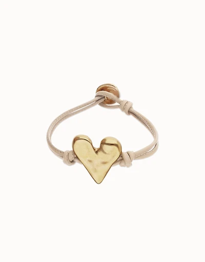 Camel leather bracelet with heart detail