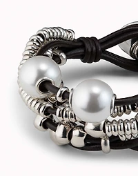 Leather beaed bracelet with pearls