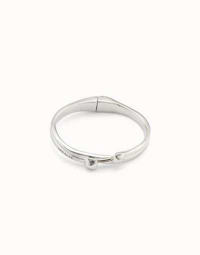 Sterling silver-plated nail shaped bracelet with hidden spring