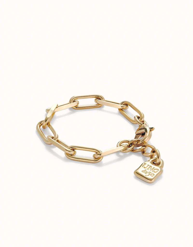 Paper clip link bracelet with padlock