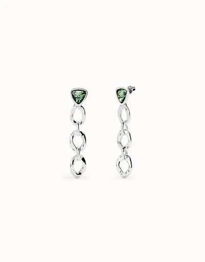 Drop earrings with green crystal