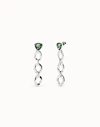 Drop earrings with green crystal