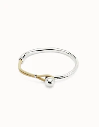 Bangle bracelet with ivory leather