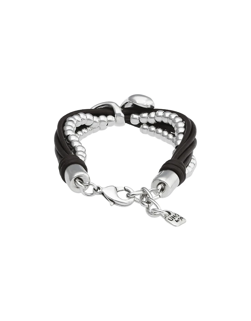 Leather bracelet with two drops
