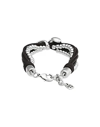 Leather bracelet with two drops