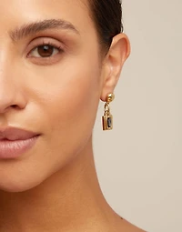 Padlock shaped drop earrings