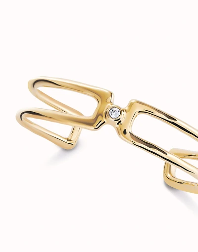 Double strand bangle bracelet with white topaz