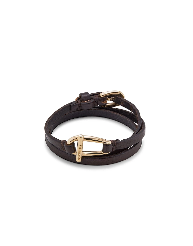 Leather bracelet with a small central link