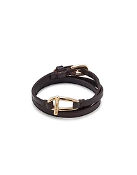 Leather bracelet with a small central link