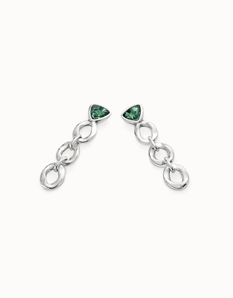 Drop earrings with green crystal
