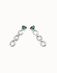 Drop earrings with green crystal