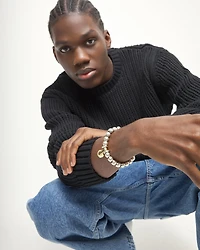 Beaded bracelet in a two-tone finish