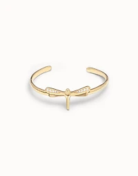 Dragonfly shaped cuff bracelet with topaz