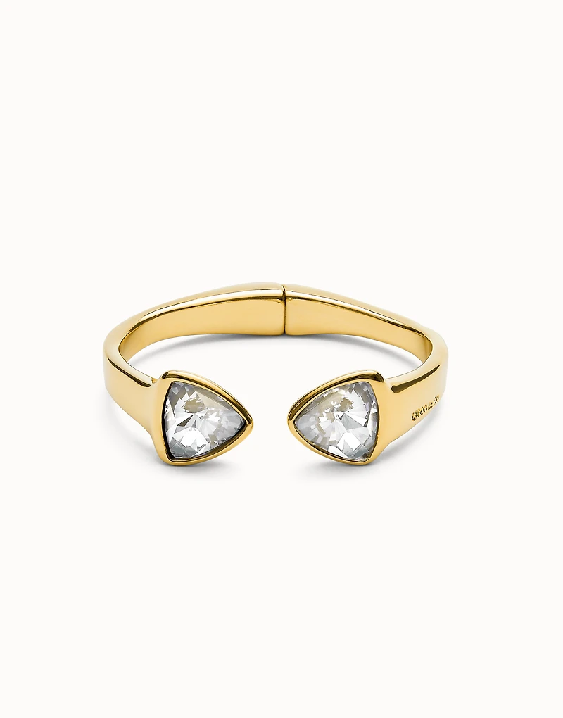 Bangle bracelet with two multicolored crystals
