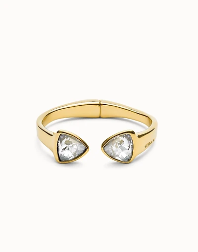 Bangle bracelet with two multicolored crystals