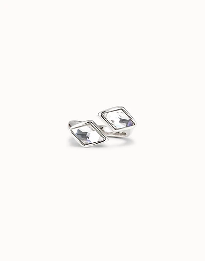 Open ring with two crystals